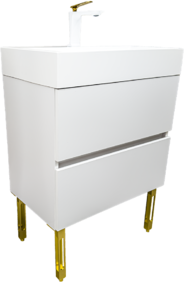 Бял шкаф за баня от ПВЦ със златни крака Matera 60 WG